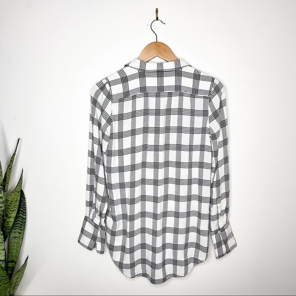 LOFT Black/white windowpane Button Down Shirt S Small - Picture 6 of 8